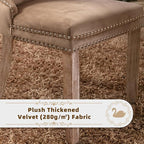 Velvet Upholstered Dining Chairs Set of 8, Modern Style Kitchen Side Chairs with Nailhead Trim and Wood Legs,Metal Pulling Ring for Dining Room Living Room(Khaki)
