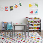 Humble Crew Toddler Table and Chair Set for Kids, Wood Activity Furniture | Sturdy 3 piece playroom or bedroom desk, perfect size for crafts, snacks, homework, and learning, includes 2 matching seats