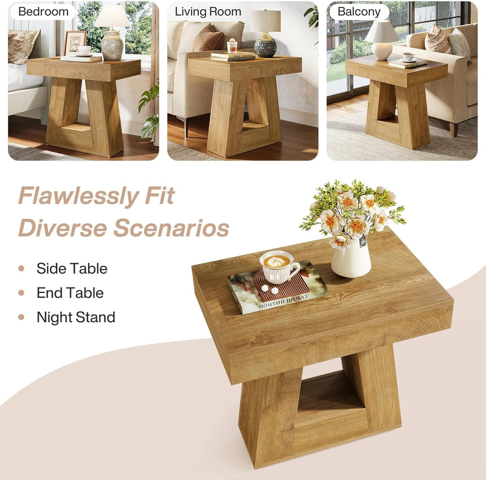 Tribesigns 24" Modern Side Table, 2-Tier Narrow Wooden End Table with Tr...