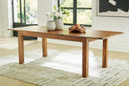 Signature Design by Ashley Dressonni Contemporary Dining Extension Table with Self-Storing Butterfly Leaf, Light Brown
