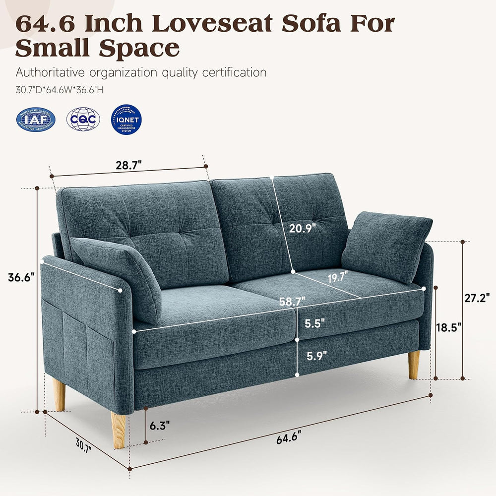 Ihanherry Loveseat Sofa, 64.6" Small Love Seat for Small Spaces, Soft Ch...