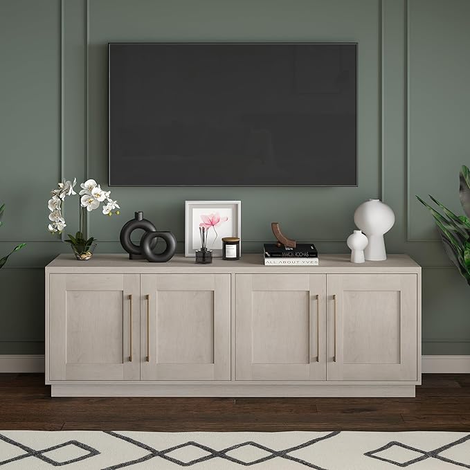 Henn&Hart TV Stand for TVs up to 75'' with 2 Concealed Storage Ca...