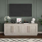 Henn&Hart TV Stand for TVs up to 75'' with 2 Concealed Storage Cabinets and Adjustable Shelves for Living Room, Family Room, or Office, Beech White