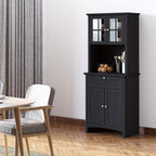 64.5" Kitchen Pantry Cabinet with Hutch,Buffet Sideboard for Coffee Maker & Toaster,Snacks,Spices & Wine Storage Organizer, Fits Kitchen,Dining Room & Coffee Bar,Black