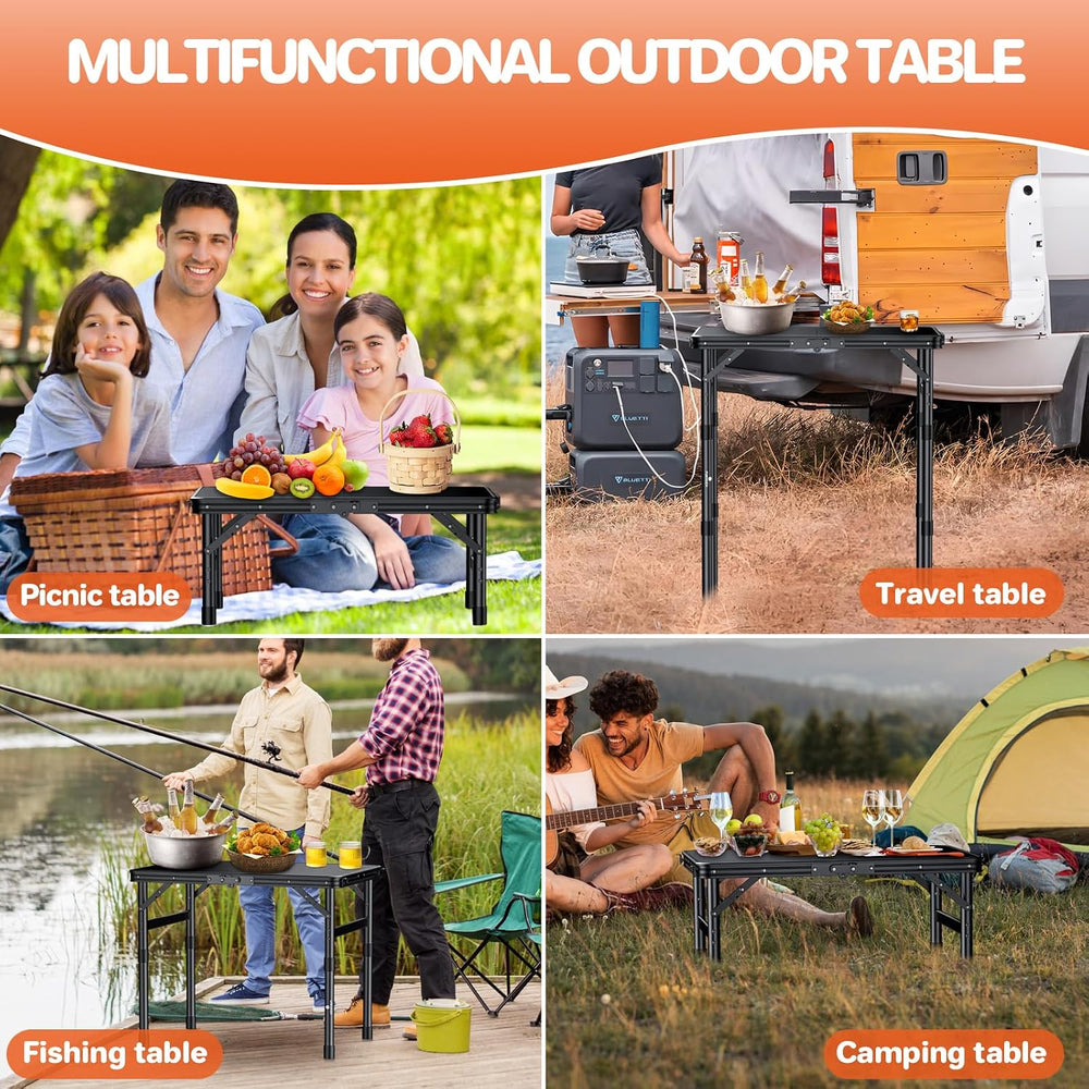 FUNYKICH Waterproof Camping Tables with Plastic Tabletop 22.8''x15.7&...