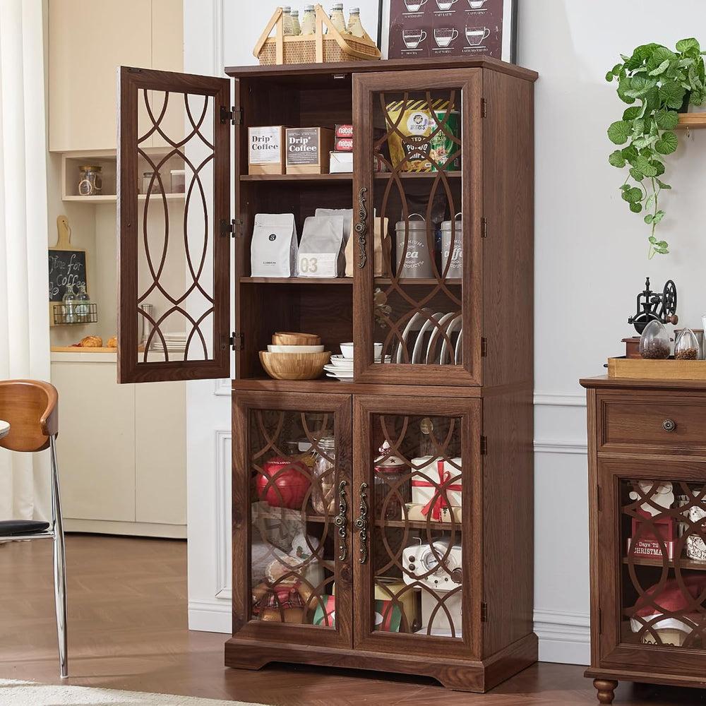 Joaxswe 67" Tall Bookshelf Set of 3, Vintage Book Shelf with Glass Doors...