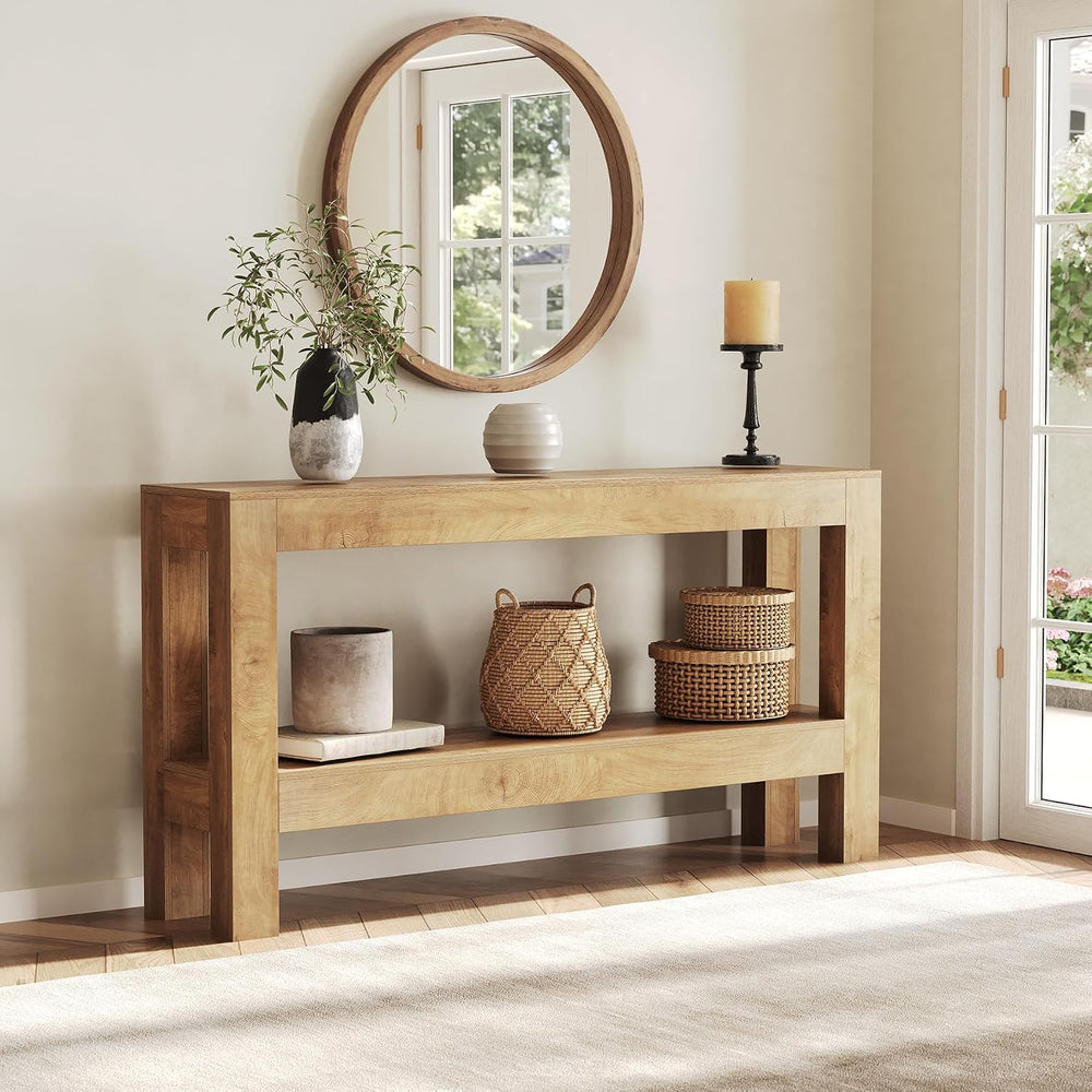 LITTLE TREE 63-Inch Long Console Table for Living Room, Farmhouse Wood Entryw...