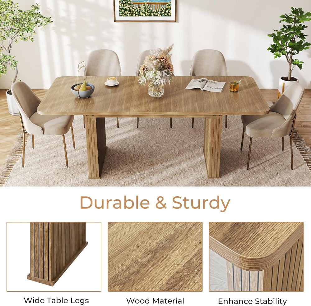 Zevemomo 63"-78.7" Expandable Dining Table, 6-10 Farmhouse Kitchen ...