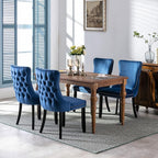 Modern Dining Chairs Set of 6, Upholstered Dining Chair with Full Back and Button Tufting, Blue Velvet Accent Chair, Sillas de Comedor, 6 Dining Chairs (Blue, Velvet, 6Pcs)