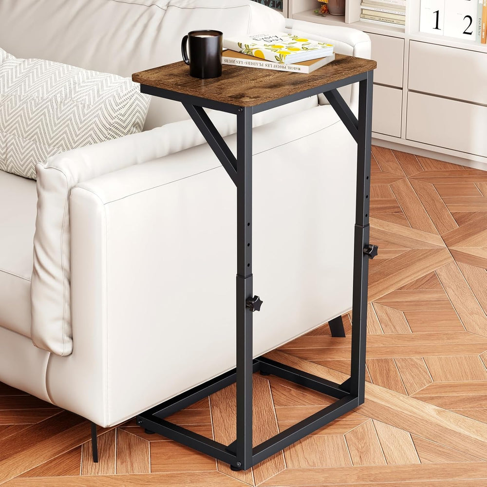 5-Level Adjustable C-Shaped End Table, Small Side Table for Couch, Sofa TV Tr...