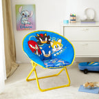 Sega Sonic The Hedgehog 23-Inch Kids Folding Saucer Chair,Portable, Padded Seat with Metal Frame for Kids Ages 3+, Ideal for Bedroom, Playroom, or Gaming Setup