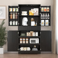 Spaco 72" Fluted Kitchen Pantry Cabinet,Modern Cupboard Storage Cabinet with 3 Keyboard Drawers & 6 Adjustable Door Shelves,Freestanding Kitchen Hutch for Living Room,Dining Room. (Black)