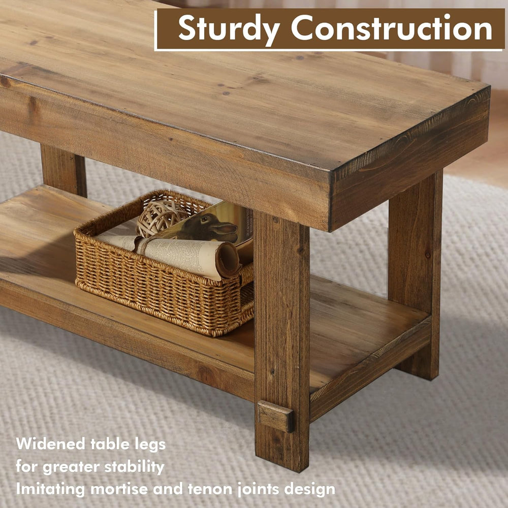 HOKYHOKY Solid Wood Entryway Bench - 31.5" Farmhouse Small Storage Bench...