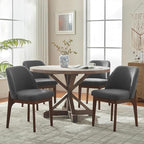 VKNOW Wooden Dining Chairs Set of 6, Upholstered Dining Room Chairs with Rubberwood Legs and Padded Seats, Kitchen Chairs for Restaurant Kitchen Living Room, Dark Grey