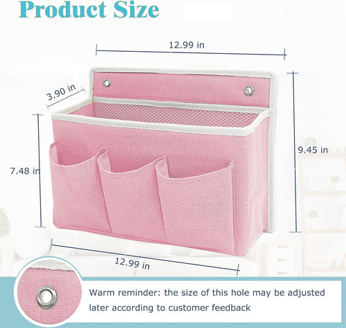 2-Pack Wall Hanging Organizer Bag/Hanging Baskets with Large Mesh Compartment & 3 Pockets，Over the Door Hanging Organizer Space Saving Storage for Bedroom,RV Camper, Closet (Pink -2 Pack)