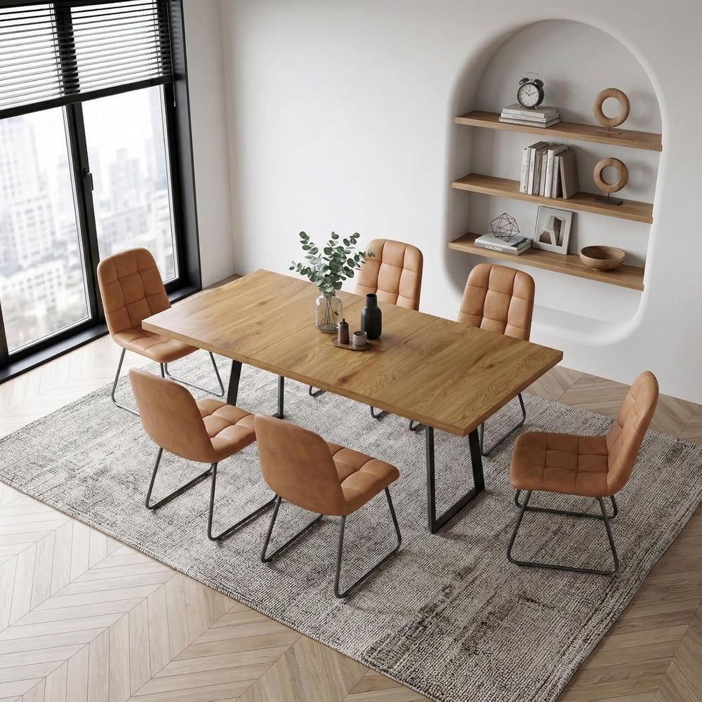 ZckyCine Butterfly Leaf Extendable Dining Table Set 47"-63", Rustic...