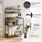 Sweetcrispy Kitchen Bakers Rack with Power Outlet, 24" Microwave Oven Stand with Adjustable Storage Shelf for Kitchen Organization, Coffee Bar Station, Small Apartment, Counter Space Saving, Grey