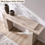 OKD 63" Modern Geometric Console Table with Layered Top, White Alder | Extended Layered Top, Sturdy Support Legs, Entryway, Hallway, Foyer, Living room, Behind Sofa