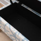 Linon Stephanie Cream and Light Blue Starfish Fully Upholstered Bench with Hidden Interior Storage