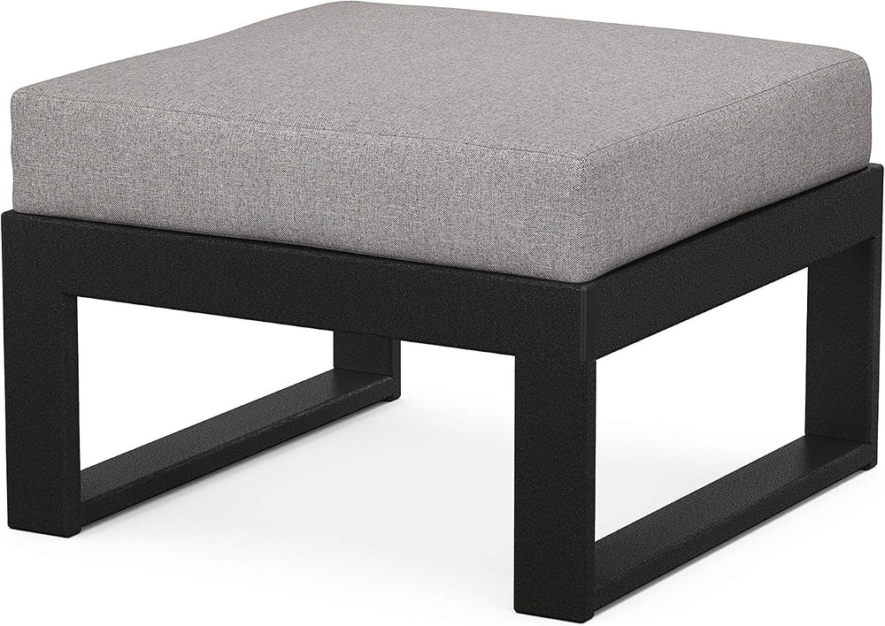 POLYWOOD® Edge Modular Deep Seating Ottoman, Black/Grey Mist
