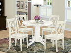 East West Furniture SHCL5-LWH-W 5 Piece Dining Table Set for 4 Includes a Round Kitchen Table with Pedestal and 4 Kitchen Dining Chairs, 42x42 Inch, Linen White