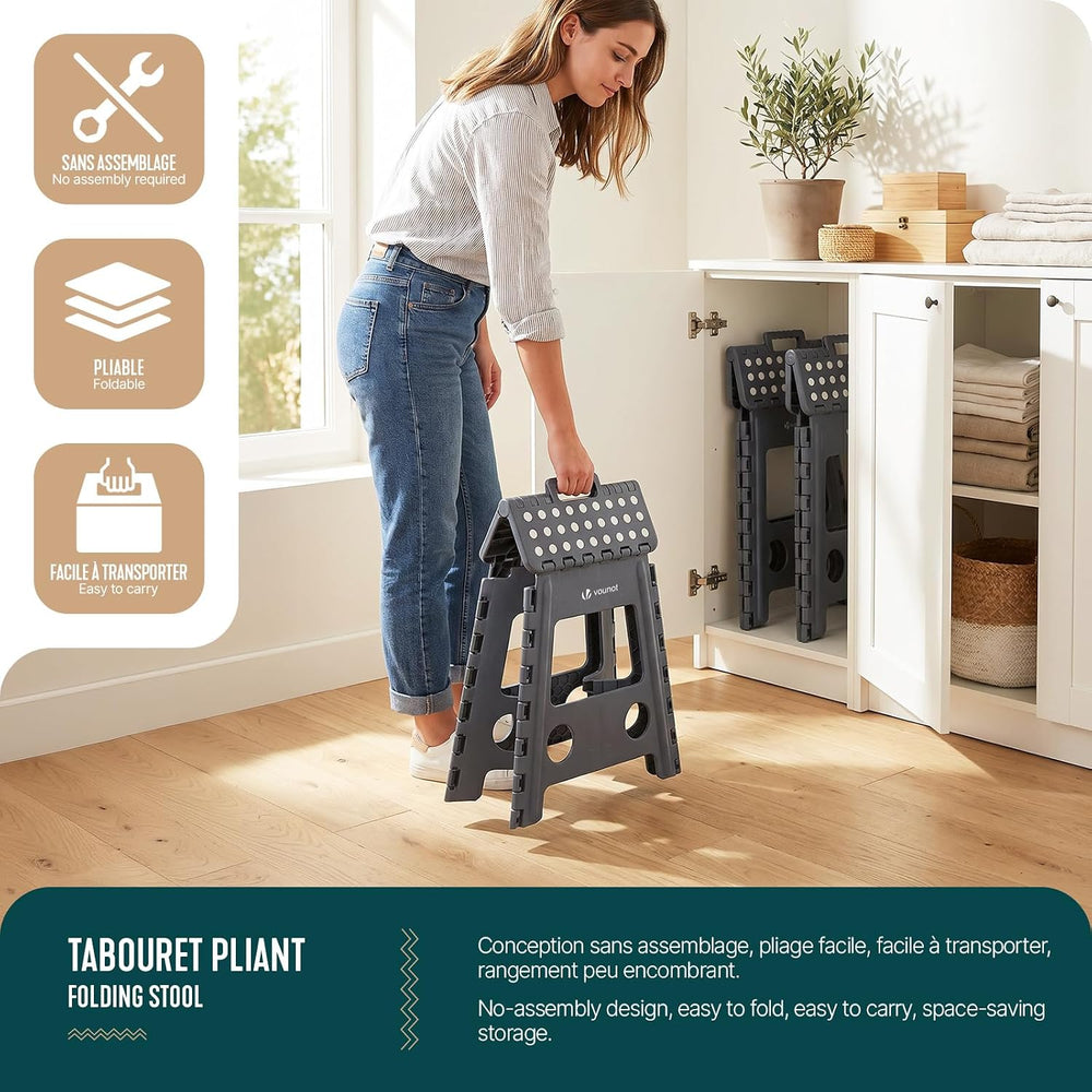 VOUNOT® Folding Step Stool, Portable Stepping Stool with Carrying Handle, Ant...