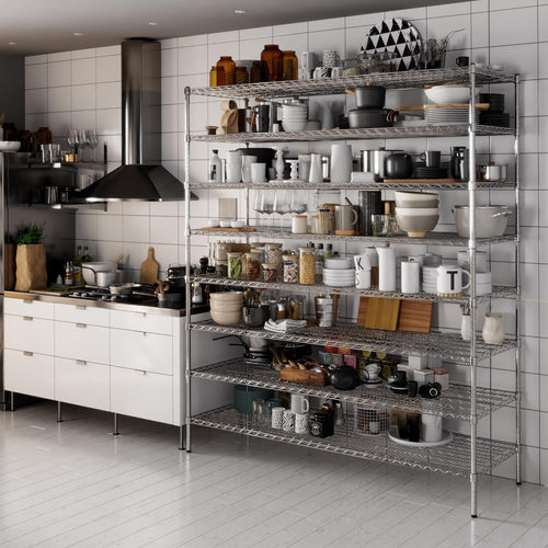 24" Deep x 72" Wide x 86" Height Wire Shelving Kit | 8-Tier | NSF Commercial Storage Rack Unit
