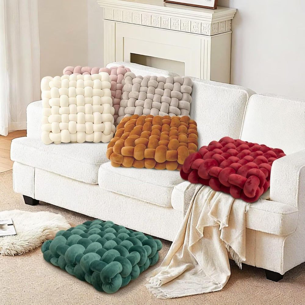 Knot Throw Pillows Thick Square Emerald Green 15.7" Soft Cushion