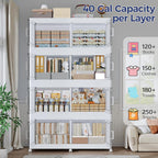 160Gal Stackable Storage Bins with Lid, 640Qt Extra Large Collapsible Storage Box with Wheels, Dividers, Folding Plastic Cabinet Closet Organizers for Home Kitchen Office Dorm, 4Pack White