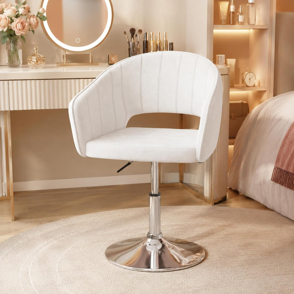 VECELO Large Wide Velvet Accent Chair, Adjustable Luxury Vanity & Dining ...
