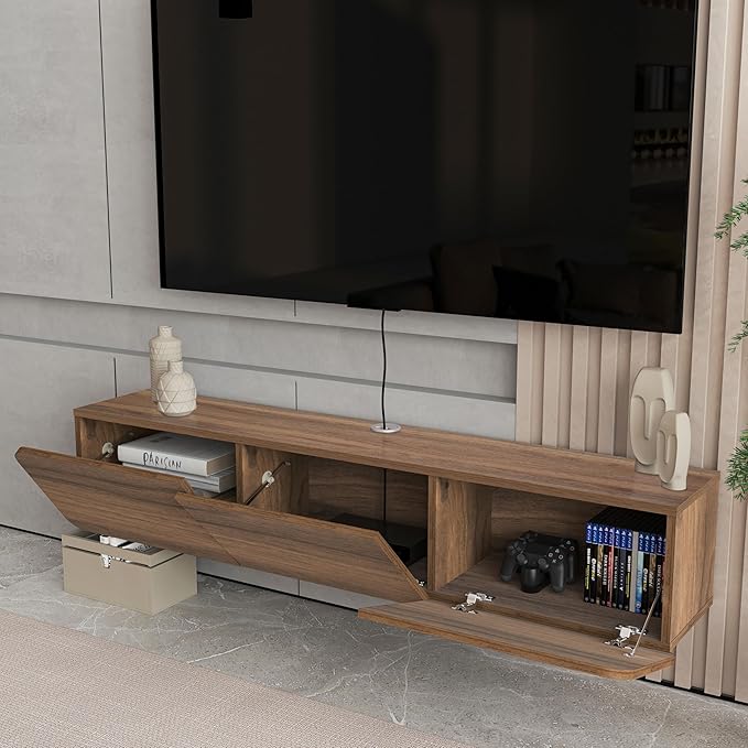Atelier Mobili Floating TV Stand for 75 Inch TV, Wall Mounted Entertainment Center, Modern Media Console, Mid Century Modern TV Stand, Floating TV Stand 65 Inch