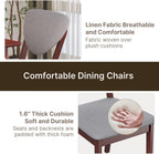 Ahomly 5-Piece Dining Table Set for 4,Solid Wood Kitchen Table Set with 4 Upholstered Linen Chairs, Space-Saving Dining Room Furniture for Apartment, Home, Dark Cherry/Grey