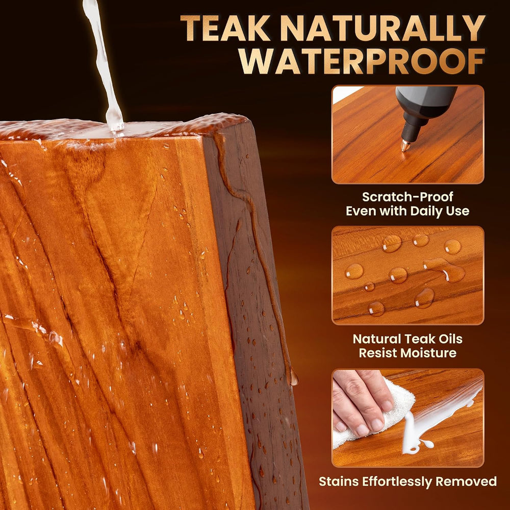 55" Solid Teak Floating Wall Shelf, Water Resistant & Sturdy Decor