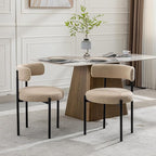 Boucle Dining Chairs Set of 4, Beige Dining Chairs with Upholstered Seat and Round Back, Mid-Century Modern Kitchen Chairs for Dining Room, Restaurant
