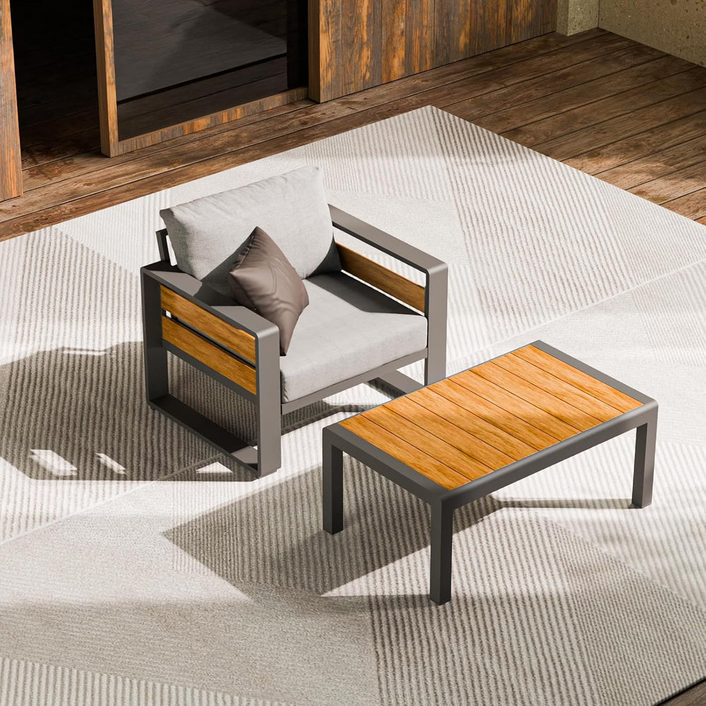 ZANDOR Aluminum Outdoor Patio Furniture - Outdoor Coffee Table, All-Weather M...