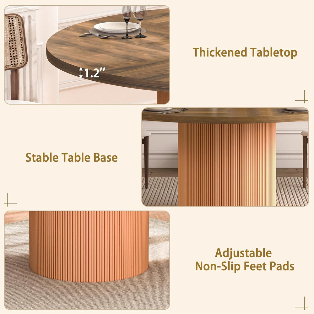 55 inch Round Dining Table for 4-6 People, Modern Farmhouse Dining Kitchen Ta...