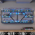 79in Wall Mounted Wine Rack, Large Metal Wine Bottle Holder, 3 Tier Modern Fashion Diamond Shaped Floating Bar Unit Wine Storage Shelves, for Home Restaurant Bars Decor (Black, 3 Tier - 79in)
