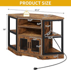 DWVO Farmhouse Corner TV Stand for Living Room, TV Stand for 50 Inch TV, Entertainment Center with Storage and Power Outlet, TV Console Cabinet, Rustic Brown