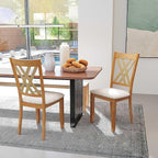 Giantex Wooden Dining Chairs Set of 2, Linen Fabric Upholstered Kitchen Chair w/Rubber Wood Frame, Wide Padded Seat, Curved Cross Back, Farmhouse Side Chairs for Dining Living Room Restaurant