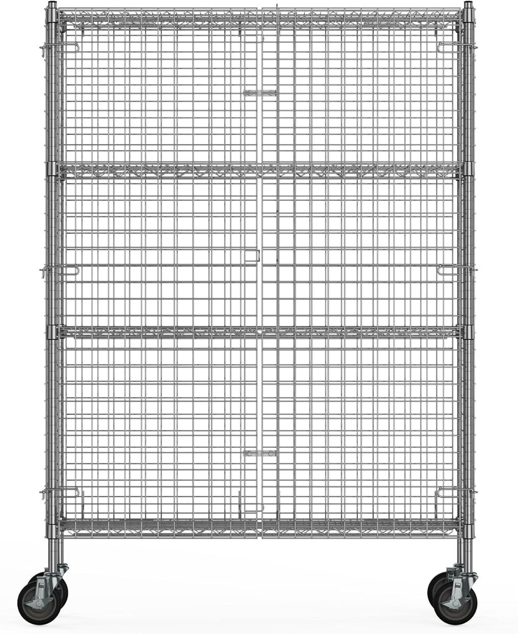 18" W x 48" L x 69" H Heavy Duty Utility Commercial Grade Metal Storage NSF Unit | Chrome Mobile Security Wire Cage Kit