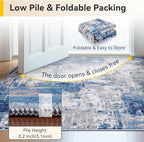Washable Area Rugs 2'x8' Non-Slip Modern Abstract Soft for Living Room Entryway Bedroom Nursery, Print Pattern, Blue Grey Navy Gray