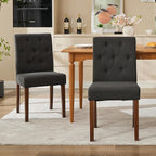 Upholstered Dining Chairs Set of 4, Modern Fabric Kitchen Side Chairs with Sturdy Wood Legs, Parsons Design, Comfortable Soft Linen for Dining Room, Restaurant, Cafe, Black