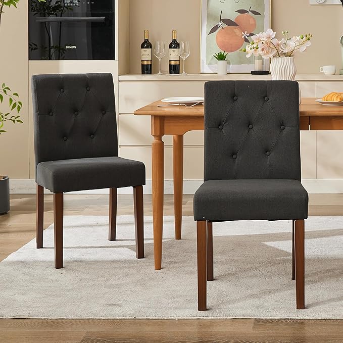 Upholstered Dining Chairs Set of 2, Modern Fabric Kitchen Side Chairs with St...