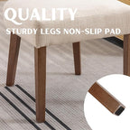 Mid Century Modern Dining Chairs Set of 6 Upholstered Linen Fabric Dining Chairs Curved Backrest Farmhouse Dining Room Chairs Kitchen Chairs with Wood Legs, Beige