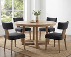Linen Dining Chairs Set of 4, Modern Dining Chair with Curved Backrest and Wood Legs Upholstered Dining Chairs Farmhouse Dining Room Chairs Kitchen Chairs, Charcoal