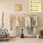 Clothes Racks, Industrial Pipe Clothing Racks for Hanging Clothes, Wall Mounted Heavy Duty Space Saving Garment Racks, Multi-Purpose Clothing Hanging Rods for Closet Storage, White, 2Pcs