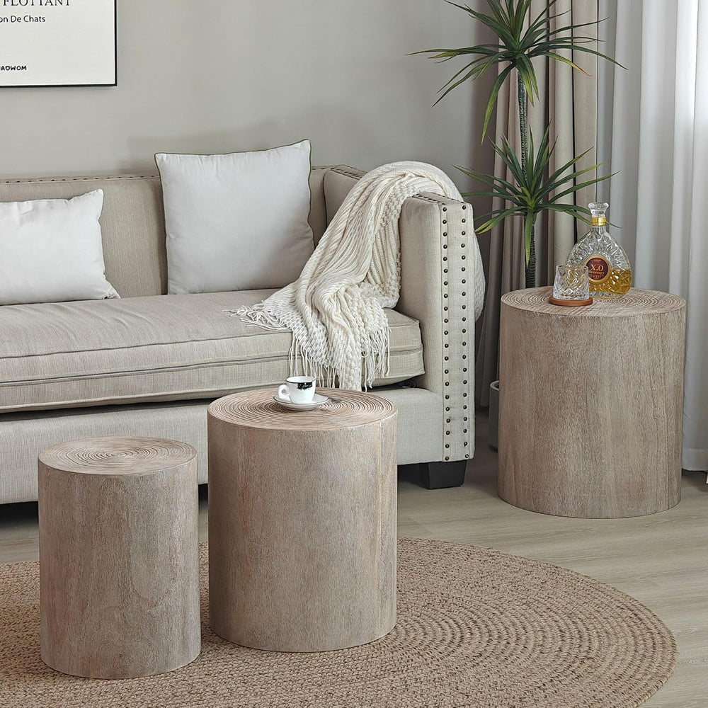 Small Coffee Table Set of 3, Modern Round Side Table Accent Nesting End Table...