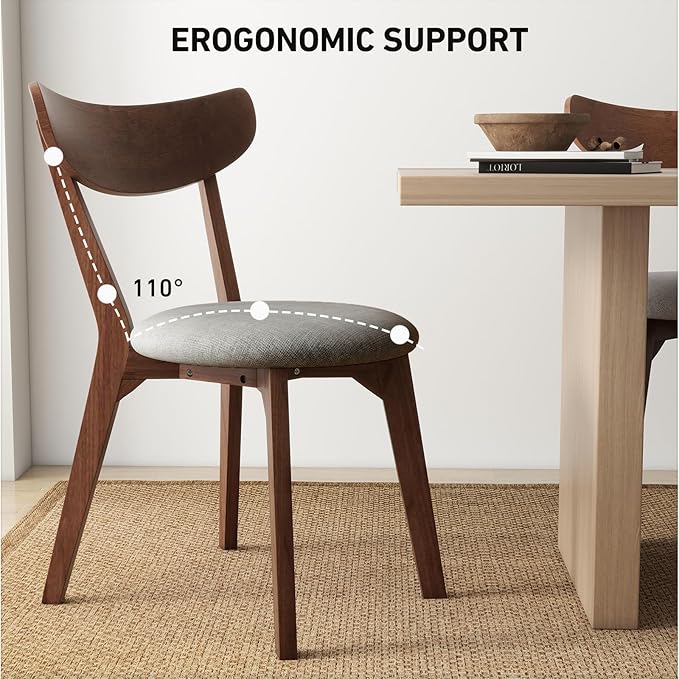 NAFORT Dining Chairs Set of 4 with Curved High Back, Mid-Century Modern Fabric Upholstered Kitchen & Dining Room Chairs, 4 Kitchen Chairs for Living Room, Restaurant