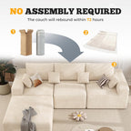 113" Modular Sectional Sofa, Convertible L-Shaped Cloud Couches for Living Room with Ottoman, 4 Seater Corduroy Boneless Couch Sofa Set, No Assembly Required, Beige 1 PCS