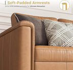 SITJOY 91" Faux Leather Modular Sectional Sofa with Storage, Mid Century Modern Sectional Couches for Living Room, Soft Padded Armrests, 3 Seater Couch, Brown